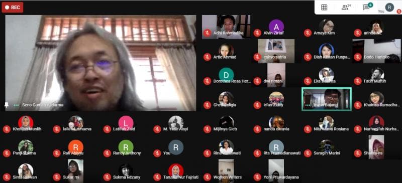 Seno Gumira Ajidarma, mengisi talkshow secara virtual dalam rangkaian acara Patjar Merah. (Doc. Patjar Merah)<br>