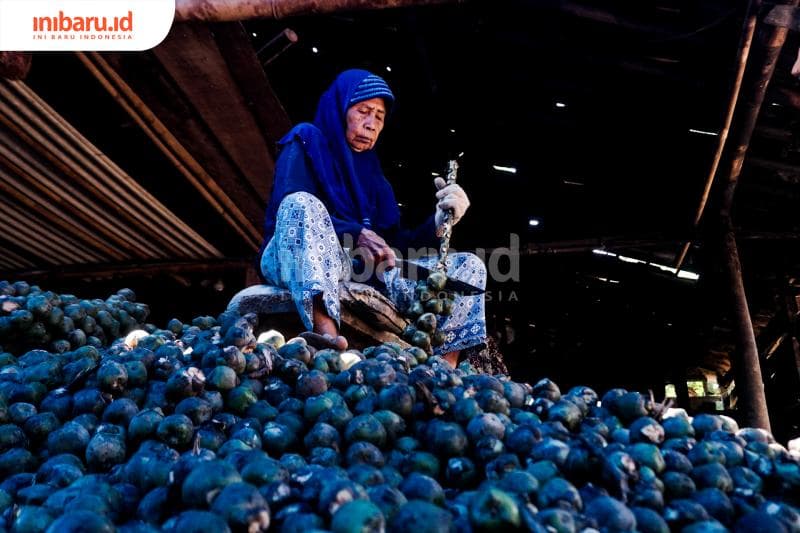 Memisahkan buah aren dari tangkai. (Inibaru.id/ Audrian F)<br>