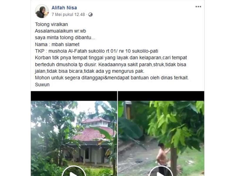 Unggahan Facebook yang memicu kehebohan warganet di Desa Sukolilo, Kecamatan Sukolilo, Kabupaten Pati. (Facebook/alifah.nisa.370)<br>