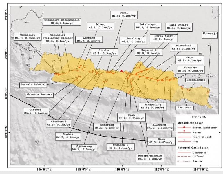 Aktivitas gempa di kawasan Megathrust selatan Jawa meningkat. (Twitter.com/supisenyi)