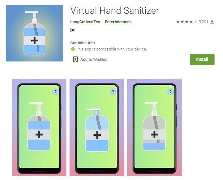 Aplikasi Virtual Hand Sanitizer. (Playstore/screenshot)
