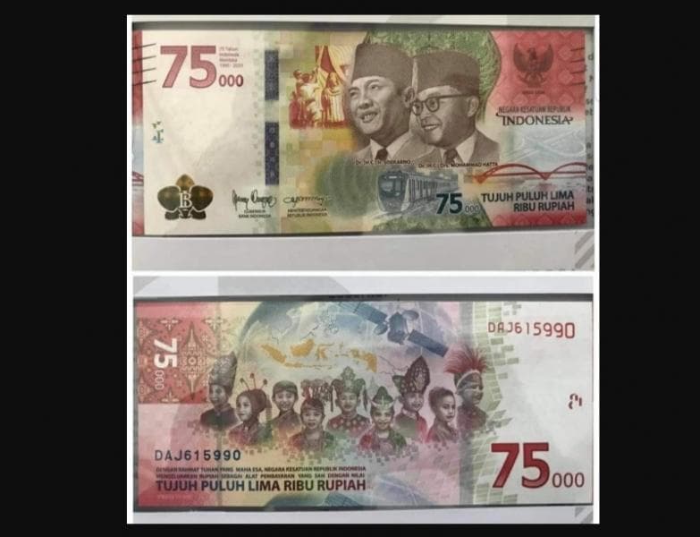 Uang pecahan Rp 75 ribu baru yang dikeluarkan BI. (Twitter/Msjkmy)