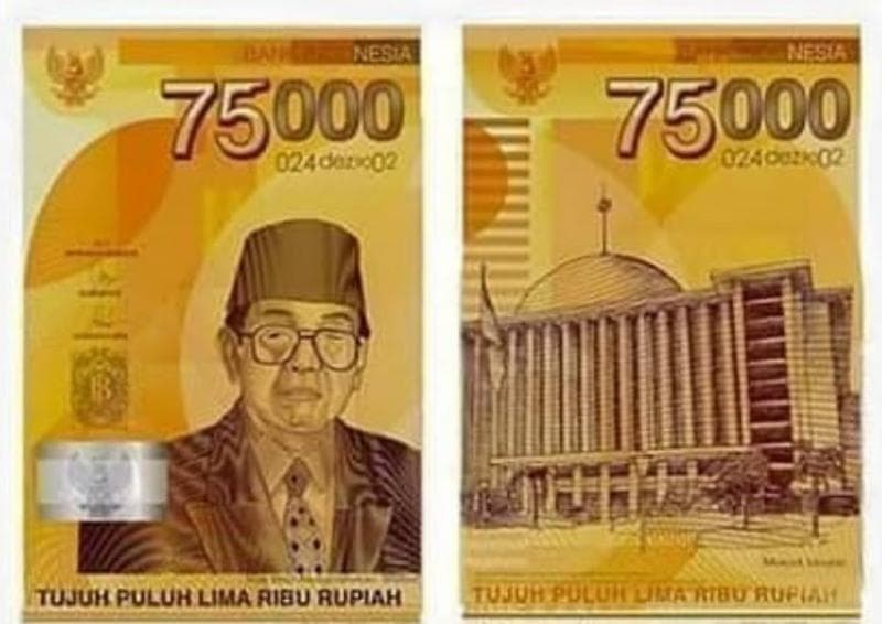 Rumor uang Rp 75 ribu yang sebelumnya ramai di media sosial karena bergambar Gus Dur. (bizlaw.id)