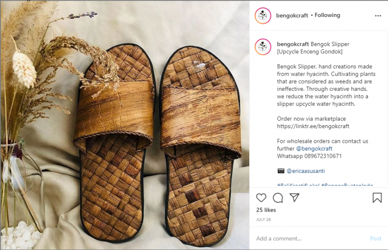 Sandal dari eceng gondok (Instagram/bengokcraft)