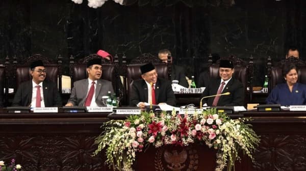 Jajaran pimpinan MPR periode 2019-2024. (Tirto/Andrey Gromico)