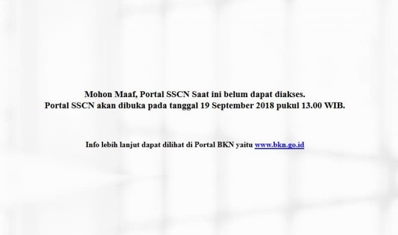 Portal SSCN belum dapat dibuka. (Sscn.bkn.go.id)
