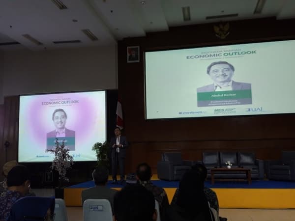 Pemimpin Redaksi Medcom.id Abdul Kohar di Auditorium Universitas Al-Azhar, Senin, 10 Desember 2018. (Medcom/ Ade Hapsari Lestarini)