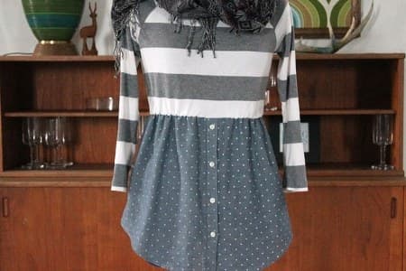 Ilustrasi Remake baju lama. (Shirt-refashion-after)