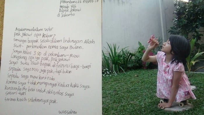 Bulan mengunggah surat untuk Presiden Joko Widodo pada akun Instagram miliknya. (Tribunnews.com)