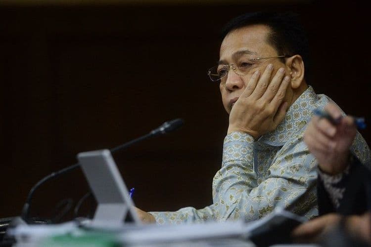 Setya Novanto di persidangan. (Antaranews.com/Akbar Nugroho Gumay)