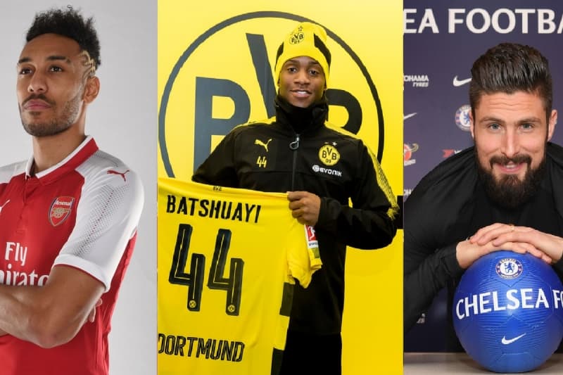 Aubameyang, Batshuayi, dan Giroud, tiga bintang sepak bola dari tiga klub papan atas salig bertukar klub pada pengujung bursa transfer musim dingin Eropa. (The Short Fuse)