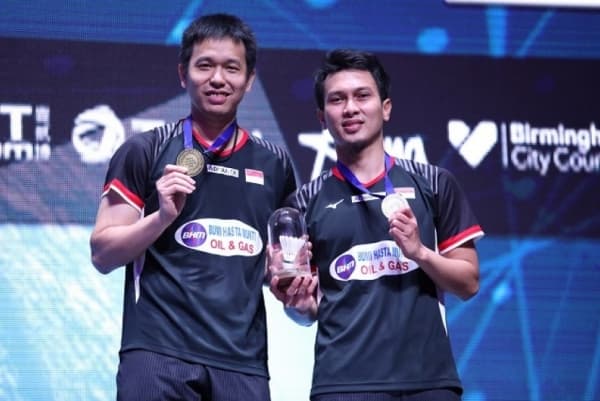 Mohammad Ahsan dan Hendra Setiawan kampiun di All England 2019. (PBSI)