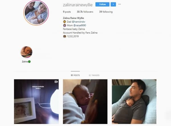 Akun fanbase putri Raisa, Zalina. (Instagram/zaliinarainewyllie)