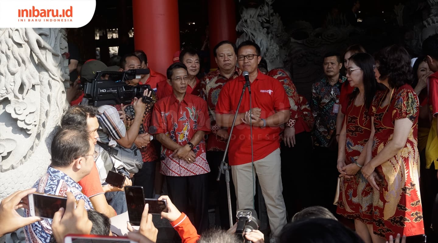 M. Noer Sadono menyampaikan sambutan di acara Festival Cheng Ho. (Inibaru.id/ Audrian F)