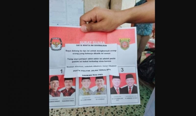 Surat suara jadi ajang kampanye untuk mensahkan RUU PKS. (Twitter/PolJokesID)