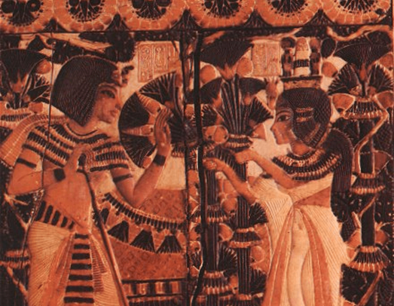 Ankhesenamun memberikan seikat bunga untuk Tutankhamun. (Wikipedia Common)&nbsp;