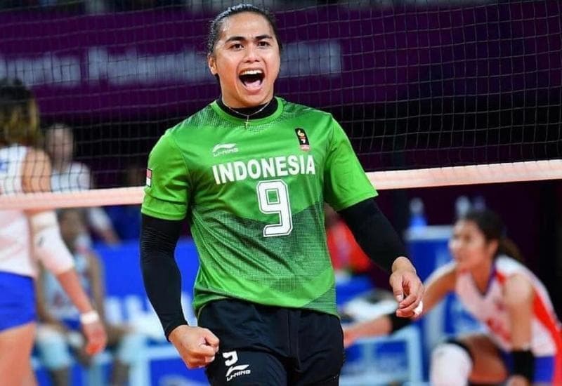 Aprilia Manganang saat membela Timnas putri voli Indonesia. (Twitter/idextratime)