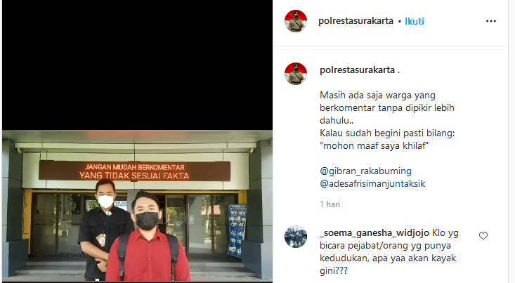AM meminta maaf di Polres Surakarta. (Tangkapan layar Instagram/Polres Surakarta)<br>