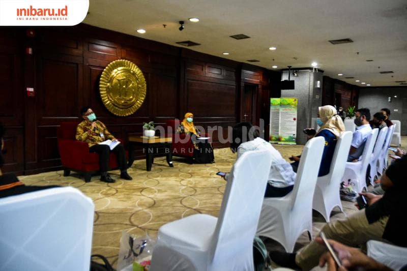 Konfrensi pers pejabat Bank Indonesia KPw Jateng mengenai rangkaian acara "Road
to Festival Ekonomi dan Keuangan Digital Indonesia (FEKDI)". (Inibaru.id/ Audrian F)<br>