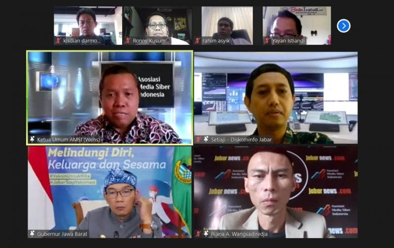 Pertemuan daring AMSI dengan Gubernur Jawa Barat Ridwan Kamil. (AMSI)