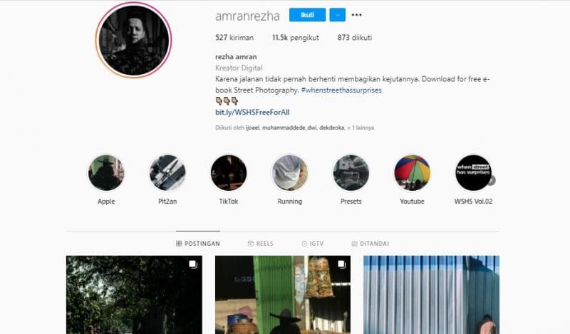 Akun Instagram Rezha Amran mengalami kenaikan jumlah <i>follower</i>&nbsp;dengan signifikan. (IG/amranrezha)