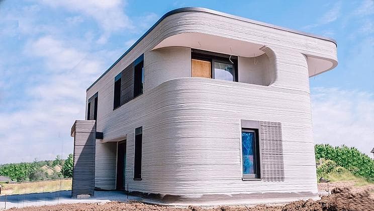 Rumah pertama yang dibangun dengan teknologi 3D printing di Jerman. (HeidelbergCement AG/Aleksej Keksel via interestingengineering)