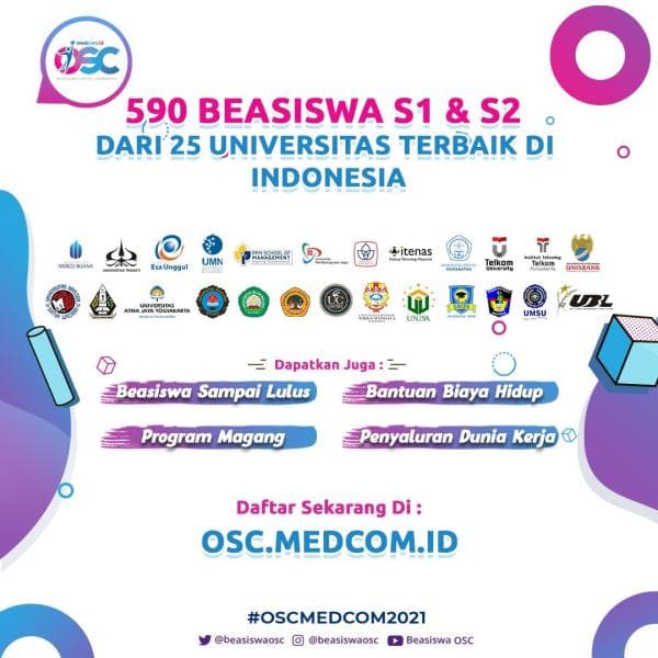 Mau Kuliah di 25 Perguruan Tinggi Ini Gratis? Yuk, Wujudkan dengan Beasiswa OSC Medcom.id!