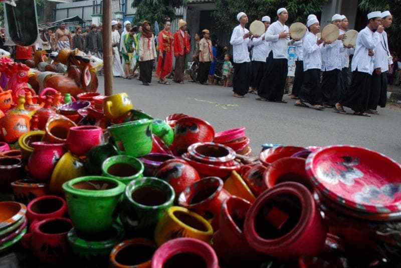 Parade rebana selalu ada saat pembukaan tradisi Dandangan. (mediaindonesia)