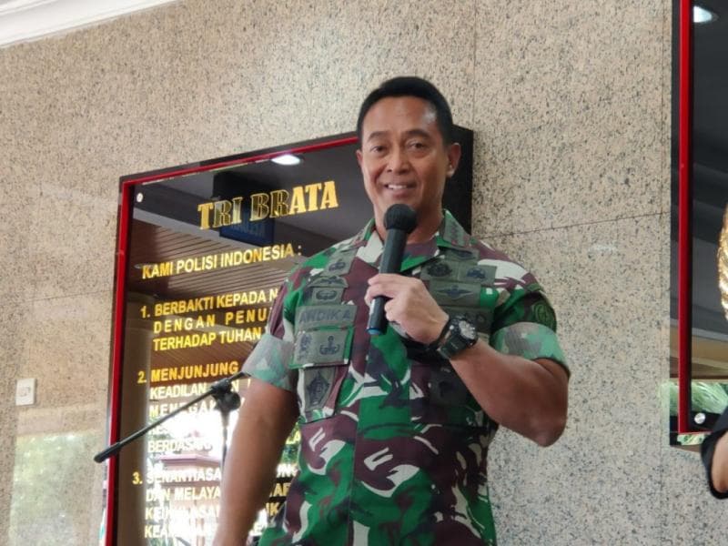 Panglima TNI Jenderal Andika Perkasa pastikan keturunan PKI boleh daftar TNI. (Medcom/Yona)