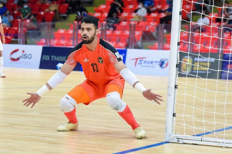 Muhammad Albagir, kiper Timnas Futsal asli Semarang yang sering dikira kiper naturalisasi. (Twitter @timnasfutsalIDN)