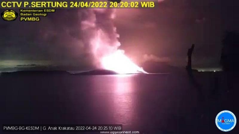 Gunung Anak Krakatau meletus. (magma.esdm.go.id)