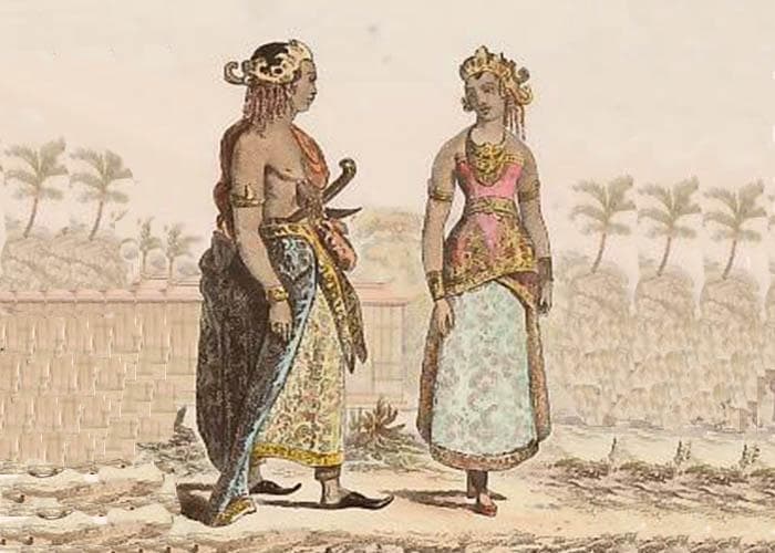 Ilustrasi penggunaan wdihan dan ken pada pasangan bangsawan Jawa Kuno. (Kekunoan)