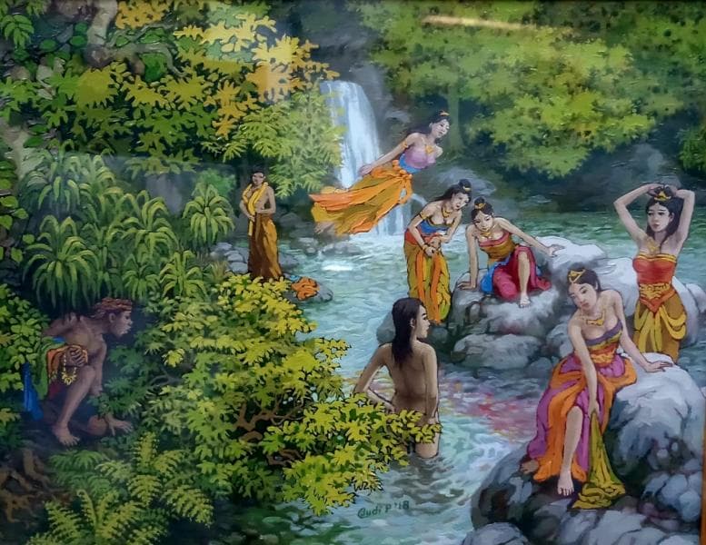 Lukisan 'Jaka Tarub dan 7 Bidadari' karya Budi P. (75gallery)