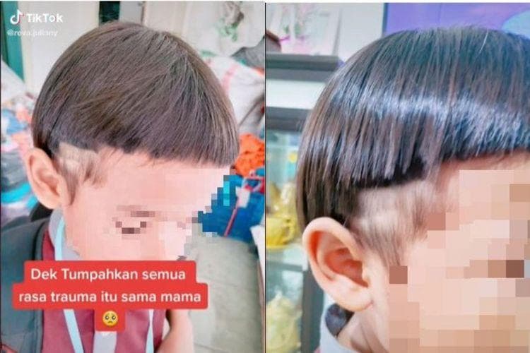 Video viral anak dipotong rambut oleh gurunya hingga menimbulkan trauma. (TikTok/Reva.Juliany)