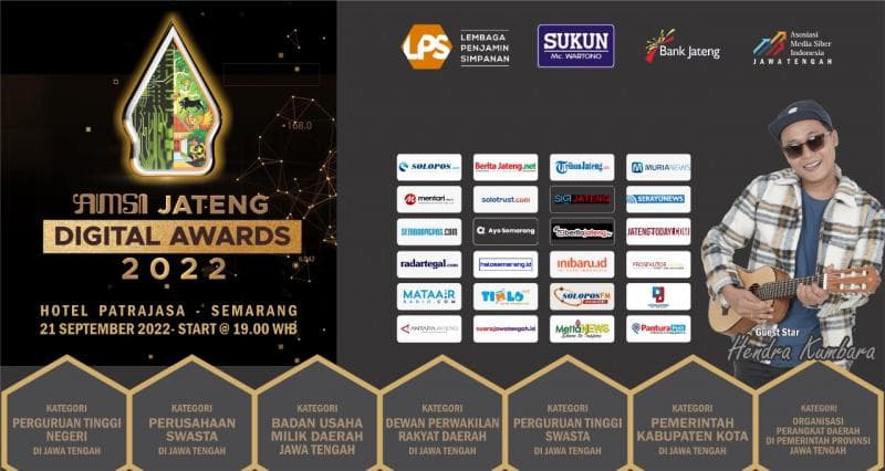 AMSI JAteng Digital Awards 2022 bakal digelar besok malam pukul 19.00 WIB di Hotel Patrajasa, Semarang. (AMSI Jateng)