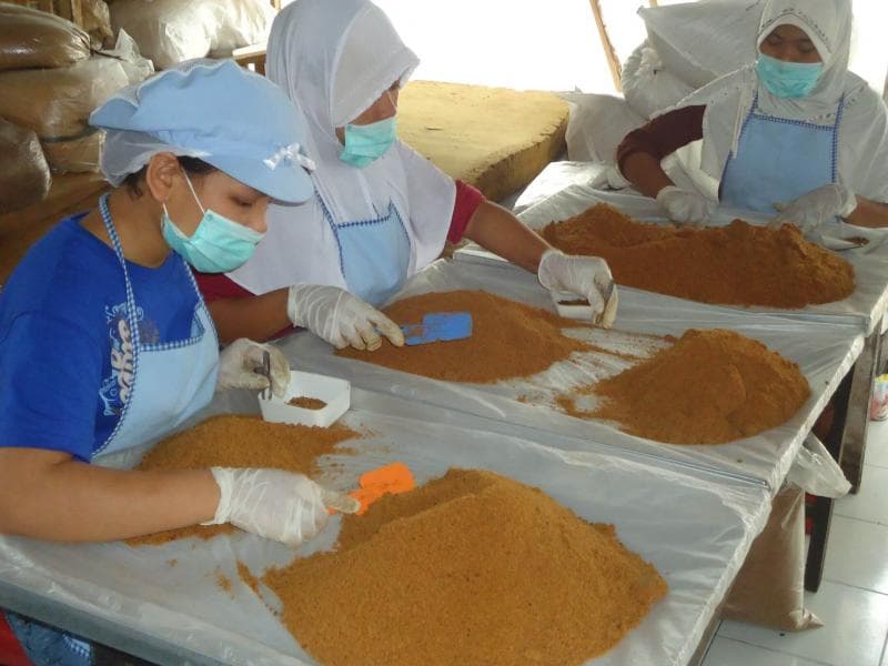 Proses produksi gula semut Cilongok. (lppslh)