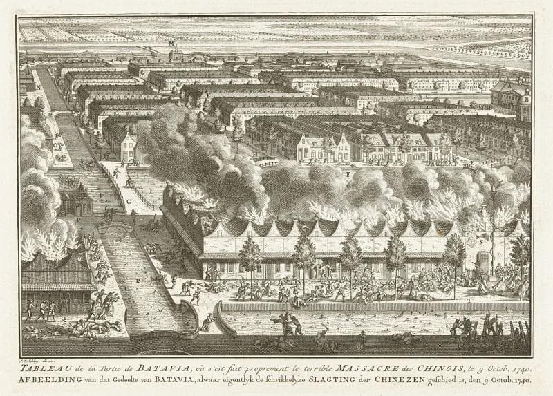 Pembakaran terhadap perumahan etnis Tionghoa di Batavia. (Rijksmuseum via Wikipedia)