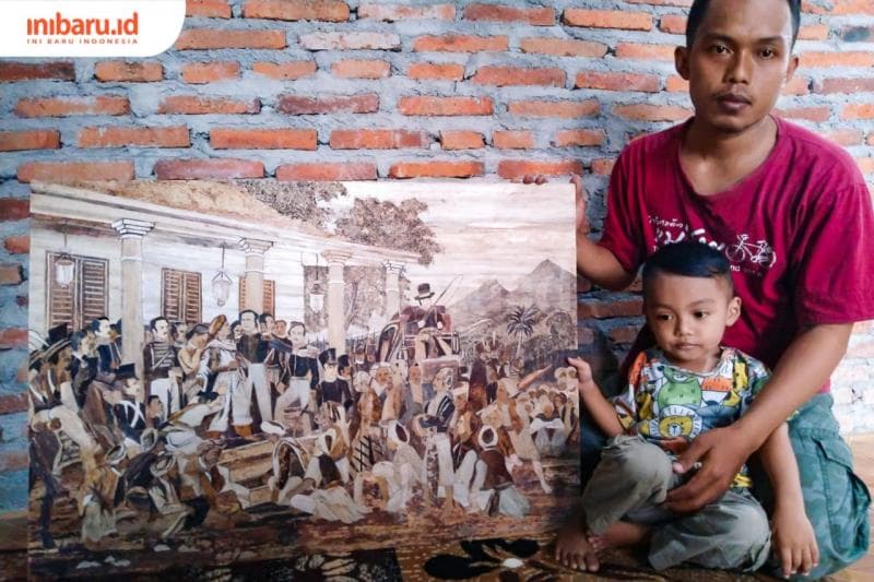 Kreasi lukisan Raden Saleh dari media pelepah pisang hasil karya Inggit Art, warga Desa Dukun, Kecamatan Karangtengah Kabupaten Demak.&nbsp;(Inibaru.id/ Ayu Sasmita)