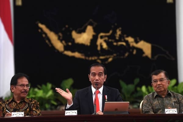Presiden Joko Widodo saat memberikan keterangan pers terkait pemindahan ibu kota Indonesia. (Antara/Akbar Nugroho Gumay) 